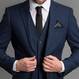 Navy Blue Formal Wedding Tuxedo for Gentleman Prom Men Suits Slim Fit 3 Piece American Male Fashion Set Blazer Vest with Pants