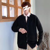 Mens Knit Winter Coats for Korean Fashion Trends Cardigan Oversized Button Sweater Crewneck Harajuku Streetwear Vintage Clothing