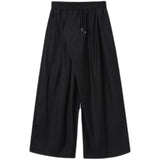 2023 New Summer Loose Wide Leg Pants For Men Japan Korean Trend Temperament Fashionable Black Ankle Length Pants 9Y6986