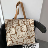 Canvas Tote Bags for Women 2023 Casual Shopper Cute Cats with Zipper Designer Handbag Japanese Style Cartoon Small Shoulder Bags