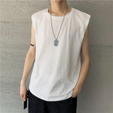 Tank Tops Men Solid Basic Simple Oversized Casual Sleeveless Tees All-match Fashion Korean Style Classic Loose Ulzzang Fitness