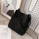 New Corduroy Totes Bag Carry Shoulder Bag  Crossbody Bucket Retro Casual Handbags With Inner Pocket For School Work Beach