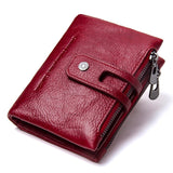 Genuine Leather Fashion Short Wallet Women Zipper Mini RFID Blocking Coin Purse Card Holder Wallets for Women