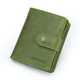 Genuine Leather Wallets Women Men Wallet Short Small RFID Blocking Card Holder Wallets Ladies Red Coin Purse