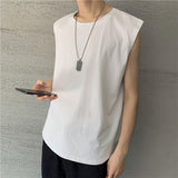 Tank Tops Men Solid Basic Simple Oversized Casual Sleeveless Tees All-match Fashion Korean Style Classic Loose Ulzzang Fitness