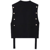 Menswear Preppy Style Fashion Chic Button Spliced Knitting Pullovers Men's New Round Neck Sweater Vest Autumn Winter 2023