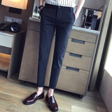 New Casual White Mens Pants Nine-point Trousers Feet Slim Breathable Comfortable High Quality Male Brand Business Pants