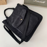 Corduroy Tote Bag for Women Shoulder Bags 2023 Designer Handbags Sturdy Metal Buckle Shopper Messenger School Bag Crossbody Bags