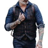 spring and autumn men's brand new hot British style European and American Plaid vest men's