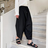 2023 New Summer Loose Wide Leg Pants For Men Japan Korean Trend Temperament Fashionable Black Ankle Length Pants 9Y6986