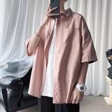 Men's Solid Color Shirts 2023 Fashion Woman Short Sleeve Shirt Casual Oversize Tops Male Clothing