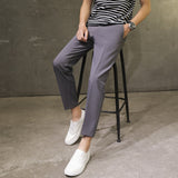 Spring Summer Men's Casual Pants Ankle Length Straight Classic Simplicity Solid Color  Comfortable Male Business Pants