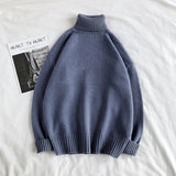 Winter Warm Men's Turtleneck Sweaters Solid Korean Man Casual Knitter Pullovers 2023 Harajuku Male Fleece Sweaters