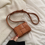 Luxury Mini Ladies Square Weave Bag PU Leather Shoulder Crossbody Bags for Women 2022 Spring Small Purses and Handbags Designer