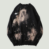 Tie Dye Pins Ripped Distressed Destroyed Holes Knitting Sweaters Men's Hip Hop Streetwear Pullover Sweater Oversized Black Tops