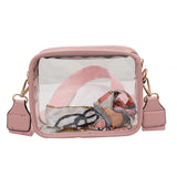 PVC Clear Crossbody Bags for Women Men Stadium Approved Transparent Shoulder Handbag Small Square Phone Bag Outdoor Wallet Purse