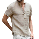 High Quality New Men'S Linen V Neck Bandage T Shirts Male Solid Color Long Sleeves Casual Cotton Linen Tshirt Tops S-3xl