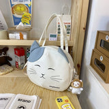 Canvas Prints Cat Satchel Messenger Shoulder Bag Women Reusable Grocery Shopping Bags Portable Tote Bag School Crossbody Bag