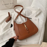 Toptrends Vintage Half Moon Underarm Shoulder Bags For Women 2023 Trend Luxury Designer PU Leather Ladies Handbags And Purses