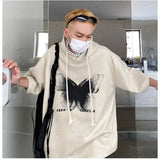 New Mens Hoodies Sweatshirts Short Sleeve Unisex Butterfly Print Dark Gothic trend Harajuku Casual American hooded sweater Top