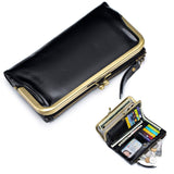 High Quality Genuine Leather Clutch Purse Women Zipper Wallet Bi-Fold Card Holder Wallets Female Long Clutch Wallet for Women