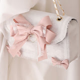 Lolita Bow Lace Shoulder Bag for Girl Pearl Jk Kawaii 2023 New Trend Purse Japan Style Gentle Female Designer Crossbody Bag