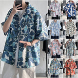 2023 Summer New Men's Flower Shirts Short Sleeve Casual Blouses Harajuku Hawaii Female Large Size Clothing