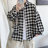 Plaid Long-Sleeved Shirt For Men Casual Spring New Unisex Blouses Fashion Korean Style Male Vintage Shirts