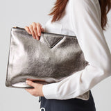 Fashion Women Clutches Oversized PU Leather Envelope Clutch Bag Solid Large Purse Shiny Evening Party Bags