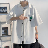 Summer Men's Pocket Decorative Design Coats Loose Short Sleeve Shirts Fashion Hawaiian Shirts Cargo Camisa Masculina M-5XL
