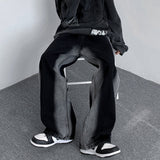 New Spray-dyed Jeans Men's Ins Fashion Brand High Street Wide-leg Daddy Pants Black Retro Drape Loose Straight Mop Pants