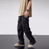 2023 Men's High Quality Casual Pants Thin Ice Silk Fabric Sweatpant Large Cargo Pocket Straight Pants 3 Color Trousers  M-3XL