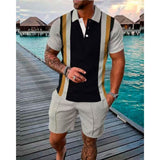 2023 Summer Men's Fashion 3D Printed Polo Shirt Beach Shorts Sets Loose Thin Lapel Casual Short Sleeve Suit Tracksuit Oversized