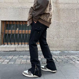 2023 Ankle Zipper Black Streetwear Joggers Men Cargo Pants Y2K Hip Hop Straight Casual Drawstring Long Trousers Pantaloni Uomo