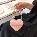 Women Heart-shaped Mini Bag Diamond Embroidery Shoulder Messenger Bag Summer New Popular All-match Chain Crossbody Bag