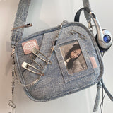 Ilooove Y2K Vintage Denim Handbag Cute Casual Fashion Chase Star Pain Bag 2023 Spring New Fashion Designer Luxury Square Bag