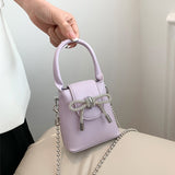 PU Leather Designer Luxury Bags Bling Rhinestone Bow Handbag for Women 2023 Shiny Lady Solid Color Beading Chain Mini Square Bag