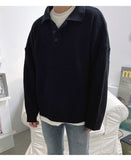 Ilooove Fashion Autumn Winter Fashion Men's Cool Boy Casual Loose Tess Knitted Pullover Sweater Soft Button Warm