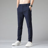 Men's Casual Pants Thin Business Stretch Slim Fit Elastic Waist Jogger Classic Blue Black Gray Brand Trousers Male