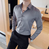 Men Long Sleeve Shirt 2023 New British Style Solid Casual Slim Fit Camisas Y Blusas Formal Dress Chemistry Homme Men Clothing