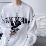 Privathinker High Street Ripped Men's Sweater Loose Fashion Brand Unisex Knitted Pullovers Round Neck Letter Autumn Knitwear