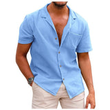 Men's Loose big size Hawaiian Shirts Fashion Causal Cotton Linen Button Down Holiday Shirts