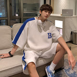 2023 Streetwear 2 Piece Waffle Pattern Men Shorts Sets Summer Oversized Tracksuit Mens Fashion Clothing Harajuku Loose Sweatsuit