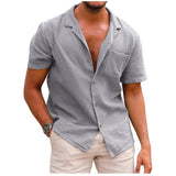 Men's Loose big size Hawaiian Shirts Fashion Causal Cotton Linen Button Down Holiday Shirts