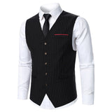 Men Suit Vest Coat Stripe Fabric Decorative Chest Pocket Design Classic Design Causal  Business Fashion Slim Fit Men Suit