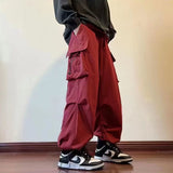 Ilooove Cargo Pants Men Streetwear Hip Hop Pants Elastic Waist Harem Ankle length Trousers Black Harajuku Casual Pocket Women Pants