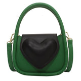 Heart Women's Bag Trend New Luxury Designer Handbag Soft PU Leather Crossbody Shoulder Bag Ladies Green Tote Shopper Bags