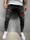 NEW Men Skinny Jeans Biker Destroyed Frayed Fit Denim Ripped Side Stripe Pencil Pants Hip Hop Streetwear Jeans S-3XL