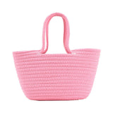 New 2023 Casual Solid Color Woven Bag Women Small Tote Straw Bag Beach Vacation Travel Shopping Shopper Handbag Female Open Bag