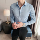 Men Long Sleeve Shirt 2023 New British Style Solid Casual Slim Fit Camisas Y Blusas Formal Dress Chemistry Homme Men Clothing